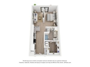 Studio, 1 bath, 622 sqft, $1,259