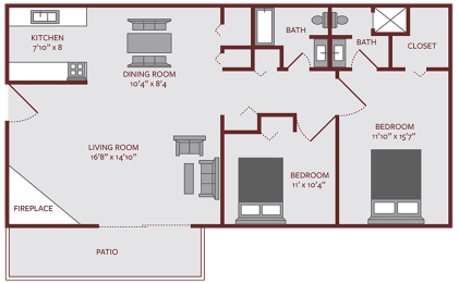 2 beds, 2 baths, 1,003 sqft, $1,184