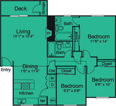 3 beds, 2 baths, 1,100 sqft, $2,520
