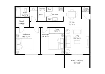 2 beds, 1 bath, 950 sqft, $1,740