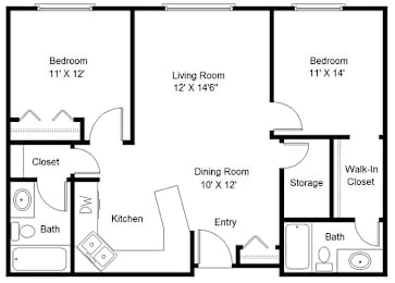2 beds, 2 baths, 1,008 sqft, $1,517