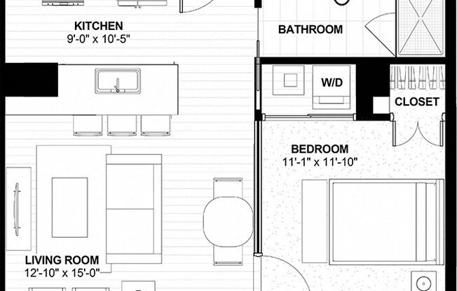 1 bed, 1 bath, 600 sqft, $1,242