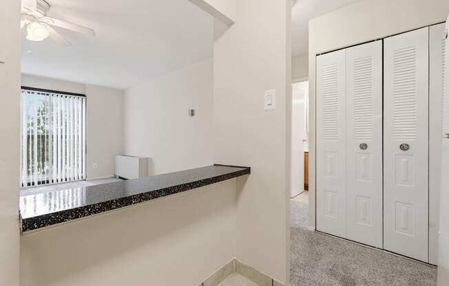 A white door is on the right side of the image.