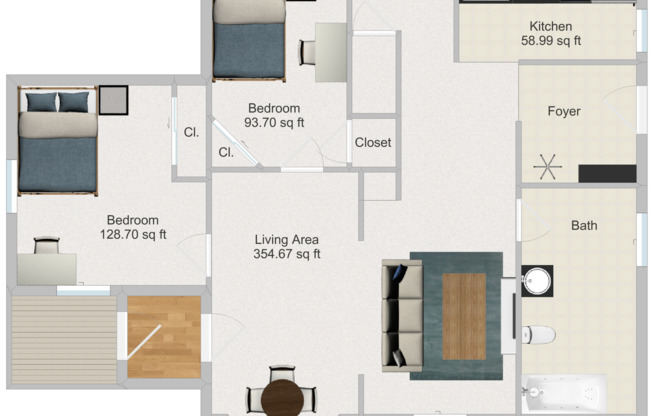 2 beds, 1 bath, $1,250, Unit #1 (lower)