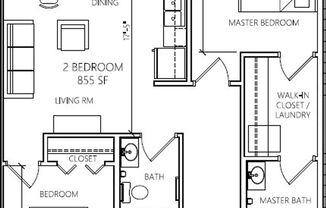 2 beds, 2 baths, 855 sqft, $1,600, Unit Unit 201