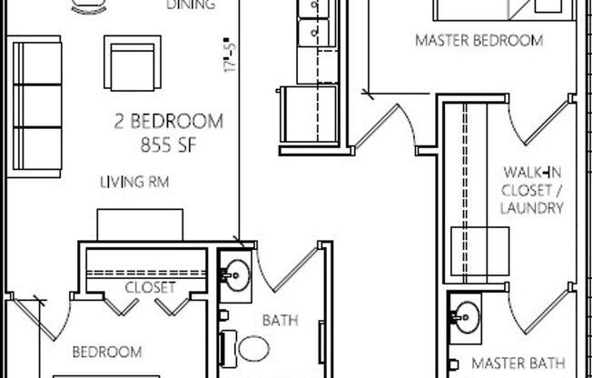 2 beds, 2 baths, 855 sqft, $1,600, Unit Unit 201