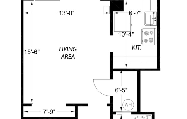 Studio, 1 bath, 450 sqft, $1,495, Unit 306