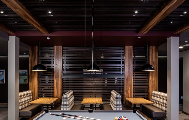 Pool and Club Room at Confluence on 3rd Apartments in Des Moines in Downtown Des Moines