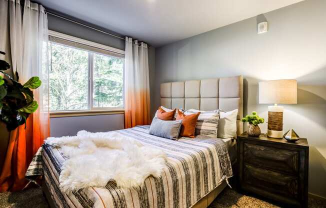 Stylish Bedroom at Manor Way Apartments, Washington 98204