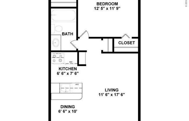 1 bed, 1 bath, 576 sqft, $1,145