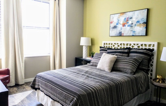 Comfortable Bedroom With Large Window at Studebaker Lofts, Indiana, 46601