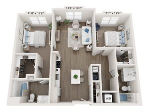 2 beds, 2 baths, 1,131 sqft, $2,530