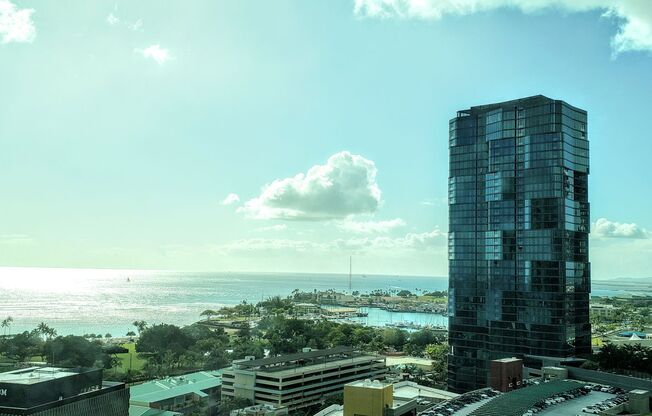 Koolani Kakaako Fully Furnished 2 Bedroom 2 Bathroom 2 Parking Executive Condominium with Ocean and Sunset Views