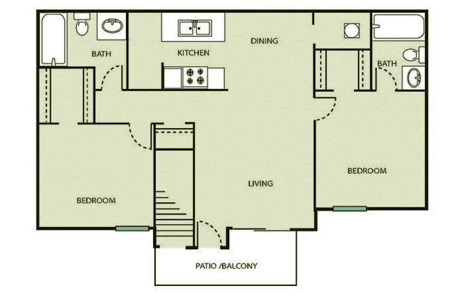2 beds, 2 baths, 980 sqft, $1,092