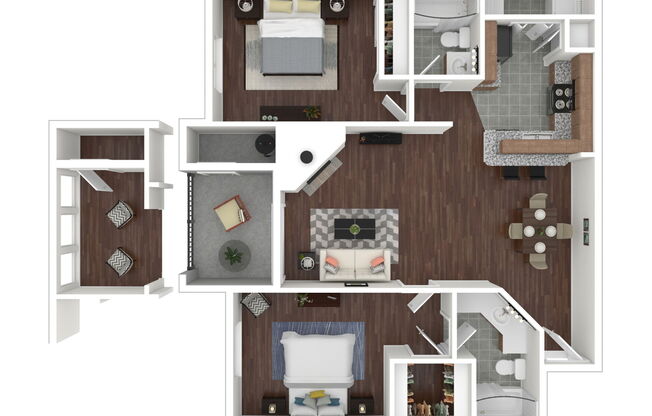 2 beds, 2 baths, 1,038 sqft, $1,400