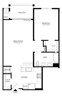 1 bed, 1 bath, 847 sqft, $2,858, Unit 7405