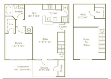 1 bed, 1 bath, 1,075 sqft, $1,328