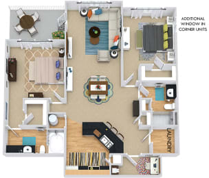2 beds, 2 baths, 1,244 sqft, $1,539