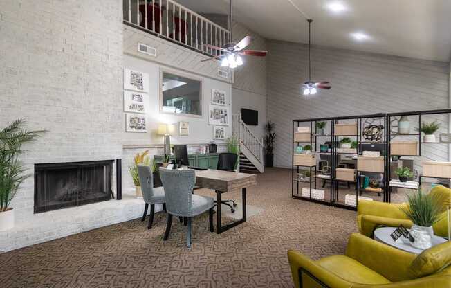 This is a picture of the leasing office with coffee bar at Canyon Creek in the Midtown neighborhood of Dallas, TX .