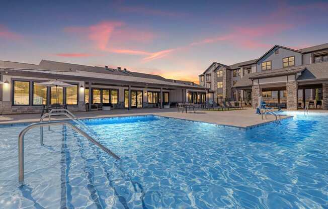 Twilight Pool at Evolve at Parkway Apartment Homes, North Carolina
