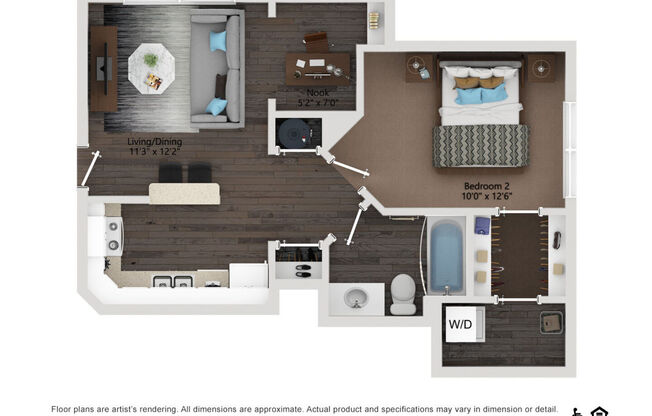 1 bed, 1 bath, 587 sqft, $1,078