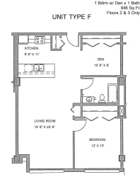 1 bed, 1 bath, 946 sqft, $1,575