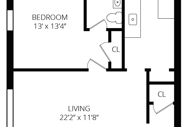 1 bed, 1 bath, 525 sqft, $2,200, Unit 95-03