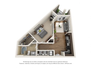 1 bed, 1 bath, 707 sqft, $1,557