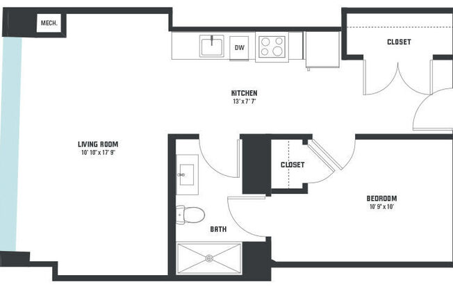 1 bed, 1 bath, 638 sqft, $1,534