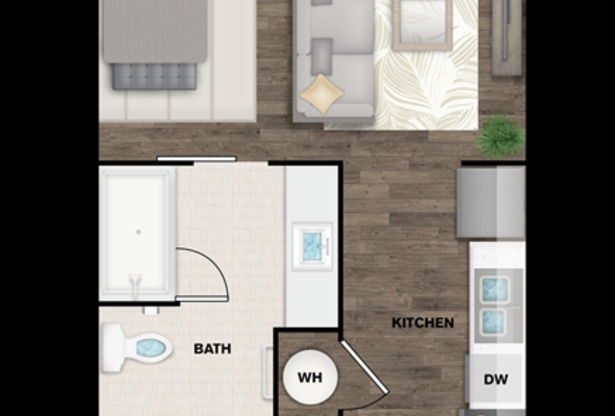 Studio, 1 bath, 510 sqft, $950