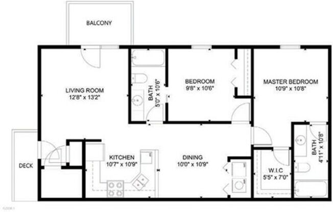 2 beds, 2 baths, 1,001 sqft, $1,035, Unit 4266  Apt 1