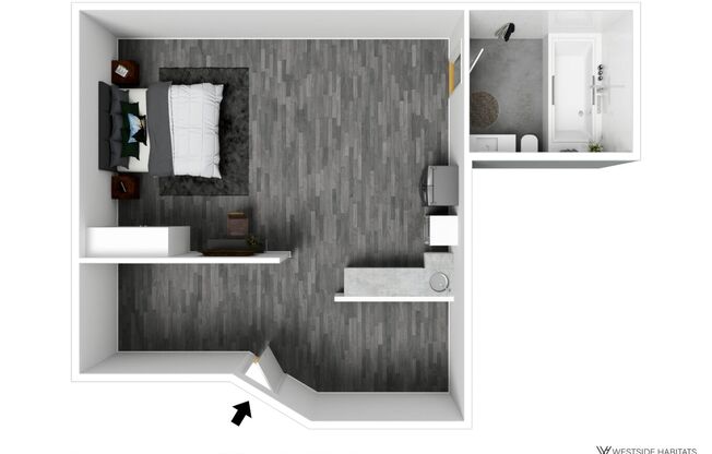 Studio, 1 bath, 238 sqft, $1,848, Unit 108