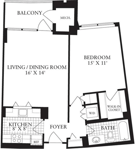 1 bed, 1 bath, 665 sqft, $2,252