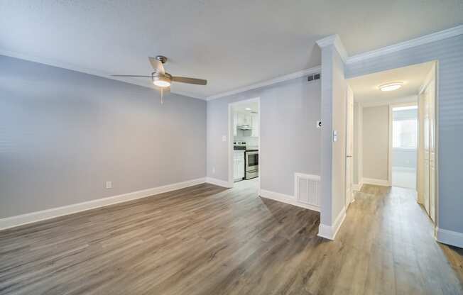 The Trails of North Hills apartments in Raleigh, NC photo of living room with hardwood flooring