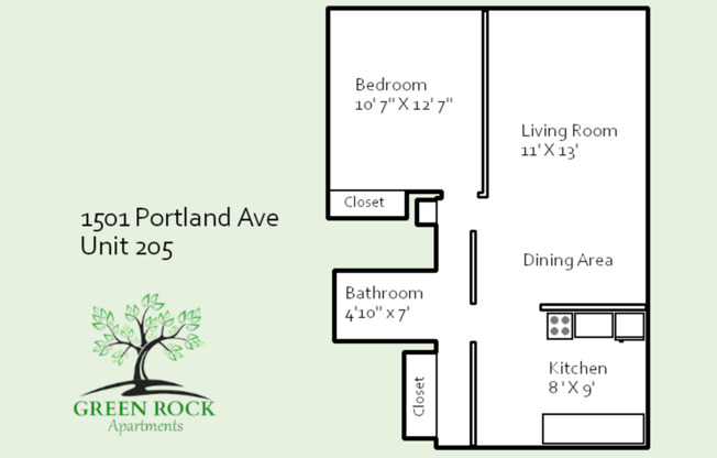 1 bed, 1 bath, 550 sqft, $1,095, Unit 305