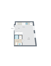 Studio, 1 bath, 348 sqft, $1,775