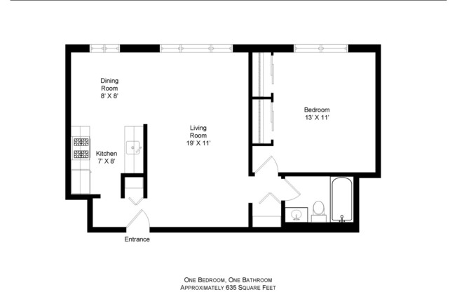1 bed, 1 bath, 625 sqft, $1,550, Unit 312