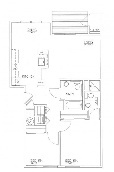 2 beds, 2 baths, 952 sqft, $1,725, Unit 203-C