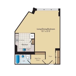 Studio, 1 bath, 570 sqft, $1,848