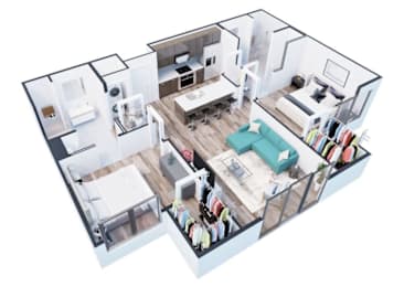 2 beds, 2 baths, 1,075 sqft, $2,050