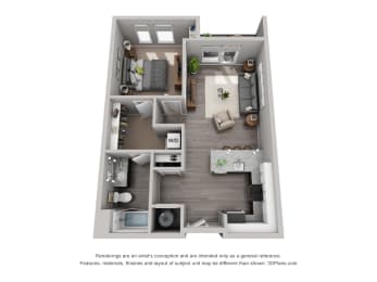 1 bed, 1 bath, 741 sqft, $1,625