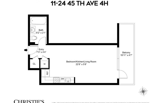 Studio, 1 bath, 632 sqft, $3,500, Unit 4H