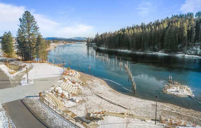 a view of the yukon river from a bridge