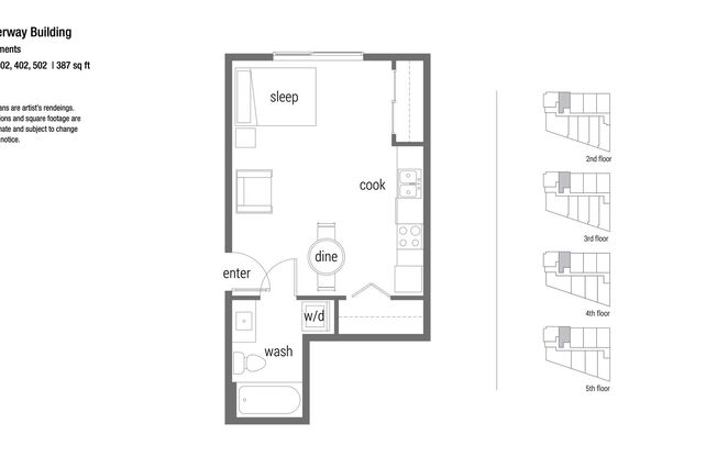 Studio, 1 bath, 387 sqft, $1,525, Unit 202 MFTE