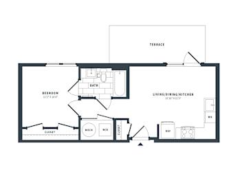 1 bed, 1 bath, 532 sqft, $2,198