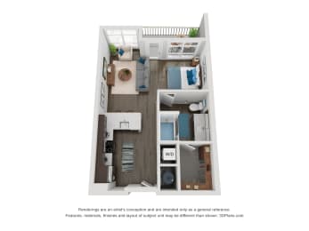 Studio, 1 bath, 655 sqft, $1,809