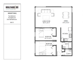2 beds, 1.5 baths, 985 sqft, $1,450