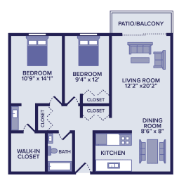 2 beds, 1 bath, 990 sqft, $1,660