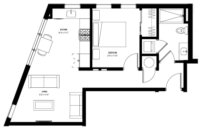 1 bed, 1 bath, 632 sqft, $2,050