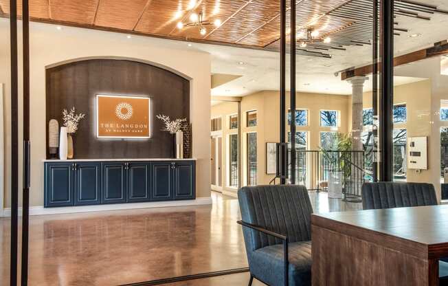 a view of the lobby at the bradley braddock road station apartments